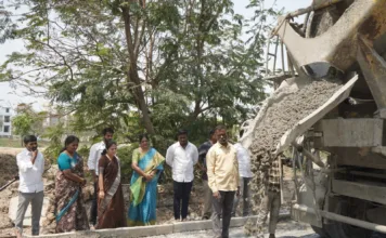 సత్య ఎన్క్లేవ్లో సీసీ రోడ్డు పనుల పరిశీలన