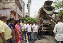 శంకర్ నగర్లో సిసి రోడ్డు పనుల పరిశీలన